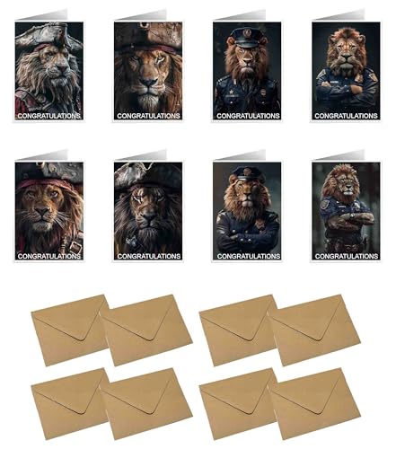 Cartes de félicitations motif lion et pirate pour vos proches