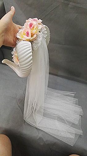 Gothic White Rose Gauze Sheep Horn Hoop Forest Animal Original Manual Aries Exhibition Cosplay Props Deluxe Costume Horns