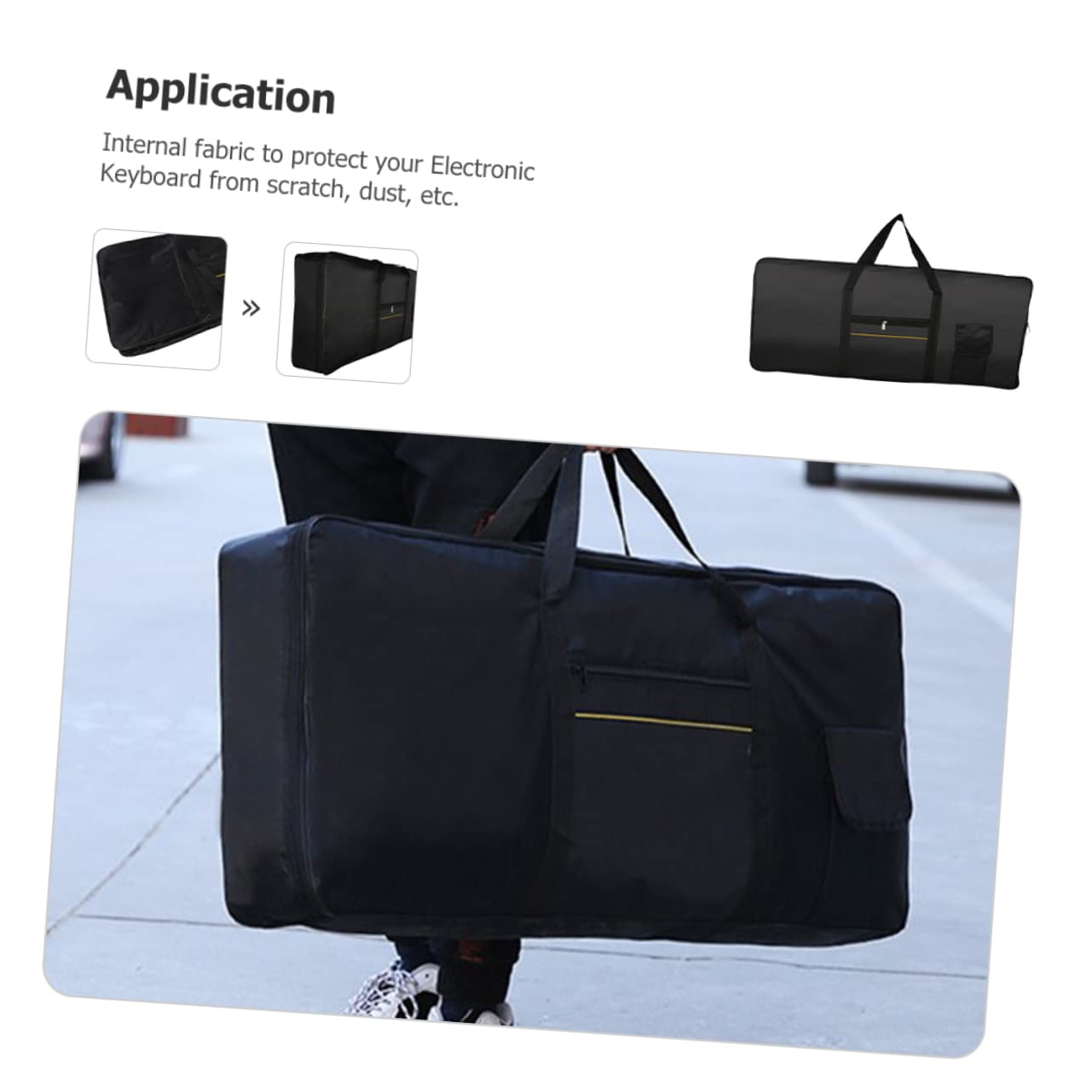 Borsa per Tastiera Elettronica 61 Tasti Oxford Nera | Design Ergonomico, Finitura Nera, Custodia Compatta per Accessori e Trasporto Quotidiano