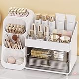 Anylady Makeup Organizer with Drawers, Skincare Organizer (Large Size Thick), Storage Box Cosmetic Display Cases, Make up Organizers for Vanity, Dresser, Desk, Kitchen, Countertop (White)