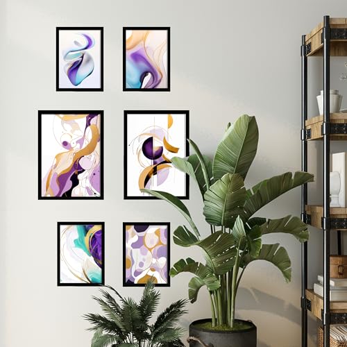Nacnic Set of 6 Gold Purple Lilac Abstract Posters with design illustration to decorate the walls of home. Rooms, office - Image 4