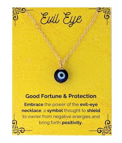 Nydek Designs Evil Eye Necklace Gold Silver Tone, Blue Amulet Pen...