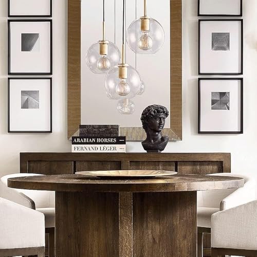 Lampes à suspension en verre et finitions cuivre d'architecte