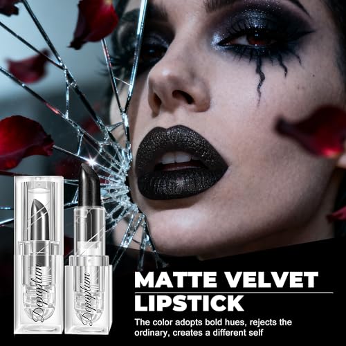 Image of Depuplum Black Lipstick Shimmer Halloween Face Body Paint for Women