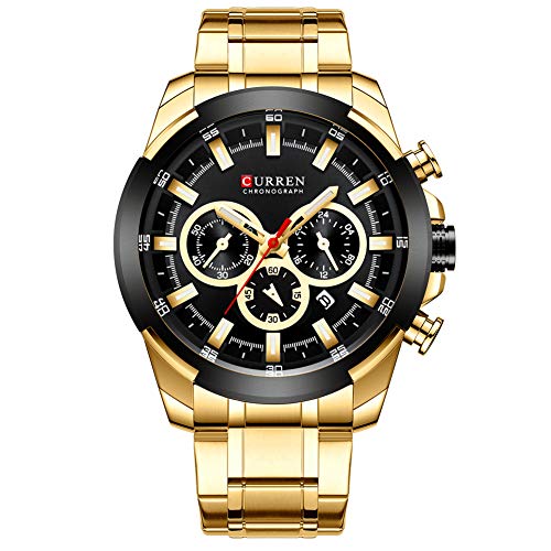 Orologio Da Polso Curren 8442 Uomo Analogico Quarzo Lusso Nero lac