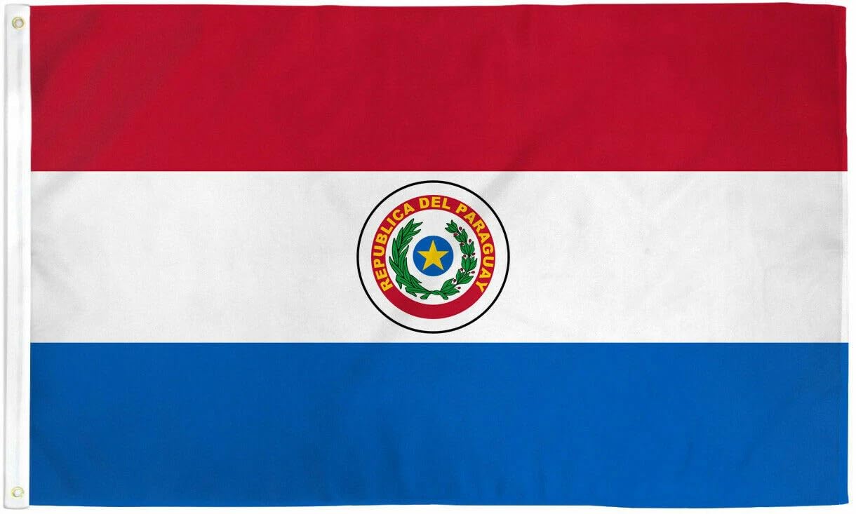 Flag 5ft x 3ft - Large National Banner with Brass Eyelets - Double Sided Durable Polyester - Vivid Colours & UV Fade Resistant for Sports, Garden & Indoor Decor (Paraguay)