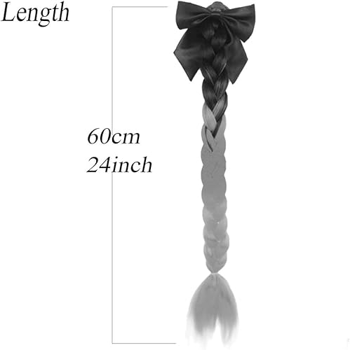 Miniatura 6 de Casco de coletas degradadas con rampa de trenzas para cola de caballo con ventosa con lazo o rosa para moto, 1 unidad de 24 pulgadas, muchos colores