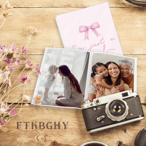 Image of I'm Just a Girl Photo Album 4x6, Coquette Pink Bow 18 Pockets Small Picture Memory Book Photo Album Keepsake for Graduation Wedding Anniversary Travel Vacation