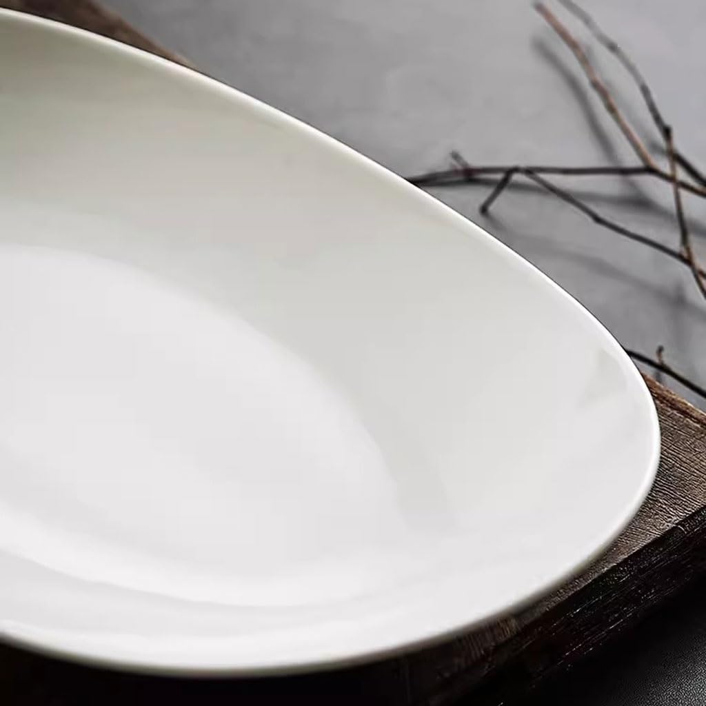 TEESONG Speiseteller Teller Teller Weiß Porzellan Nordic Fish Plate Gedämpft Fisch Teller Home Light Luxus Dish Plate Hotel Restaurant Geschirr Teller Teller Stapelbar Speiseteller