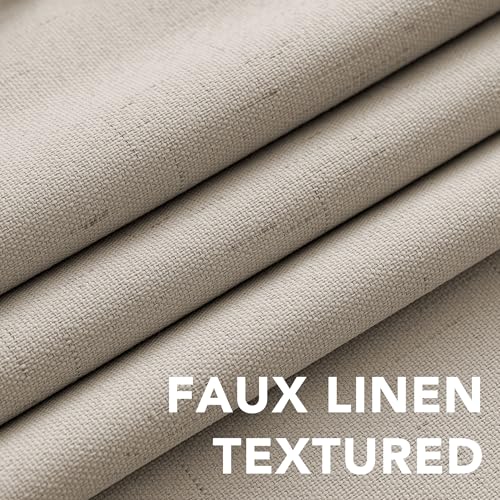 Image of H.VERSAILTEX Blackout Curtains Durable Thick Textured Look 100% Blackout Patio Door Curtain Anti Rust Grommet Extra Wide Sliding Door Curtain Panel, Cobblestone, W100 x L84 inch