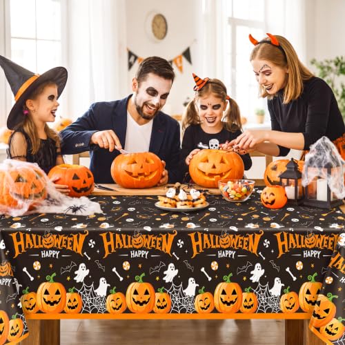 Image of NatNarr 3 Pack Halloween Plastic Tablecloths, Halloween Party Decorations