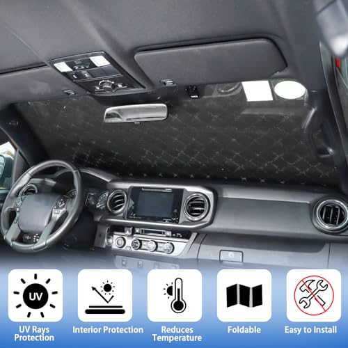 Image of Windshield Snow Cover Fit for Toyota Tacoma 2015-2022, Front Windshield Cover for Ice and Snow, Auto Extra Thick Windshield Ice Cover Protects Windshield from Rain, Sun, Frost