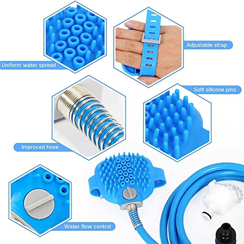 yufana Pet Shower Sprayer Bath Massage Brush,Dog Shower Sprayer Attachment Set Dog Wash with Hose and Shower Attachment Dog Shower Sprayer,for Pet Bathing Washing Outdoor Indoor(2.5 m,Blue) - Image 2