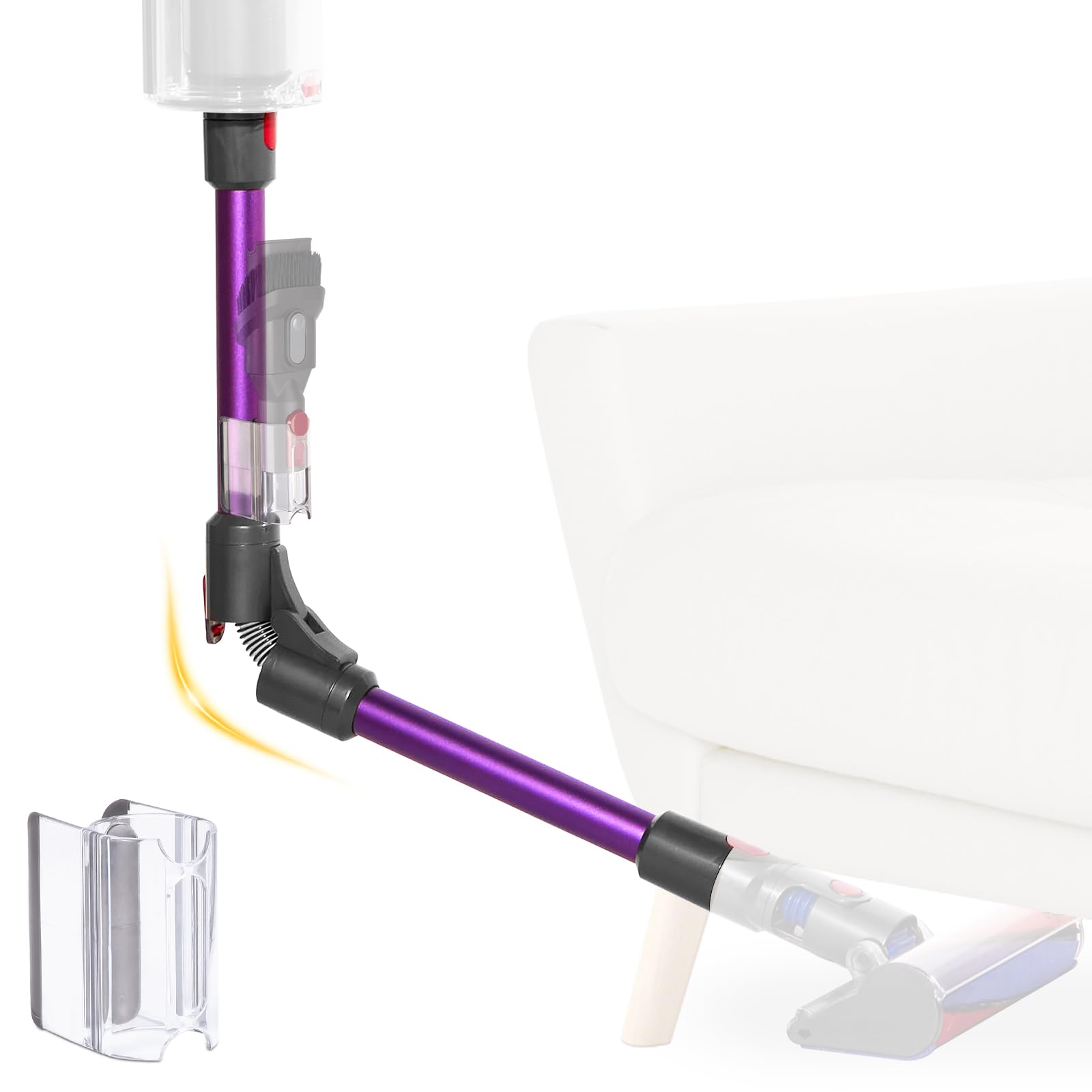 Tubo telescópico compatible con Dyson V7 V8 V10 V11 V15 aspiradora sin cable, tubo de aluminio con cierre rápido mejorado para limpieza debajo de la cama y la mesa de centro (Morado)