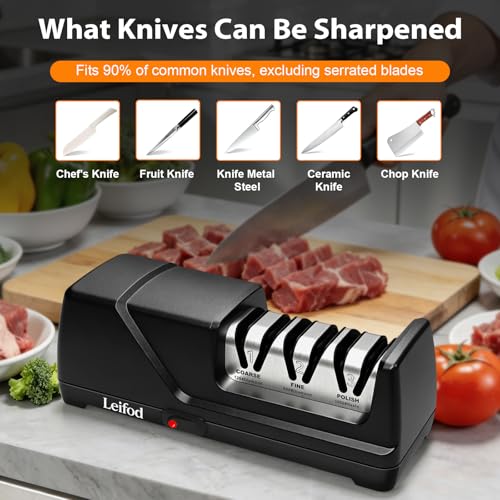 Leifod 3-Stage Electric Knife Sharpener with 15° Guide — view 7