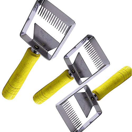 SNOWINSPRING Stainless Steel Tines Uncapping Fork and Scraper Wooden Handle- Beekeeping Equipment Bee Hive Hand Tool
