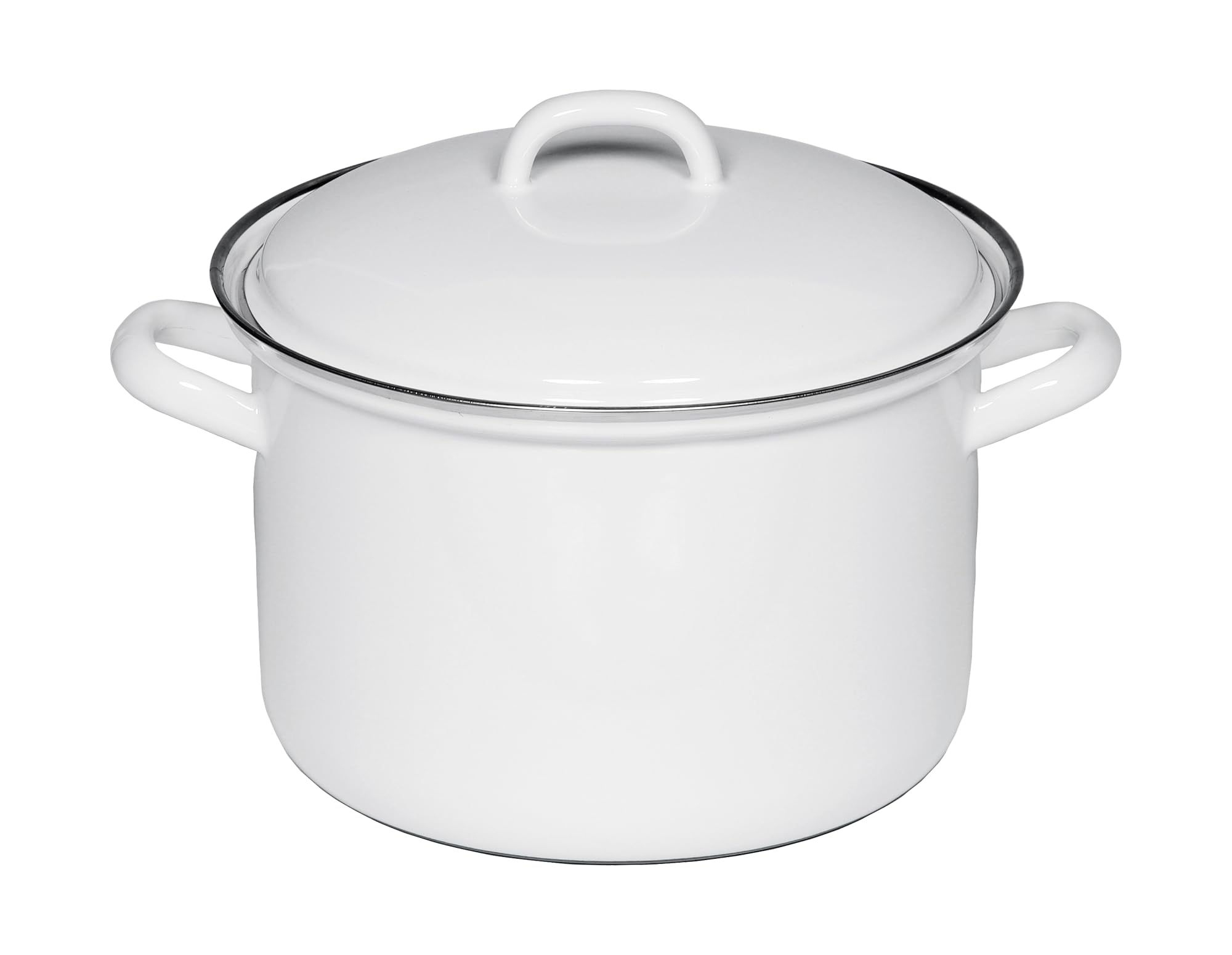 Riess, 0124-033, pentola con coperchio Ø 20 cm, bianco, smaltato, vol. (rec.): 3,5 litri, prodotto in Austria, larghezza: 27,2 x 21,7 x 18,4 cm, 1,676 kg, compatibile con fornello a gas, adatto al