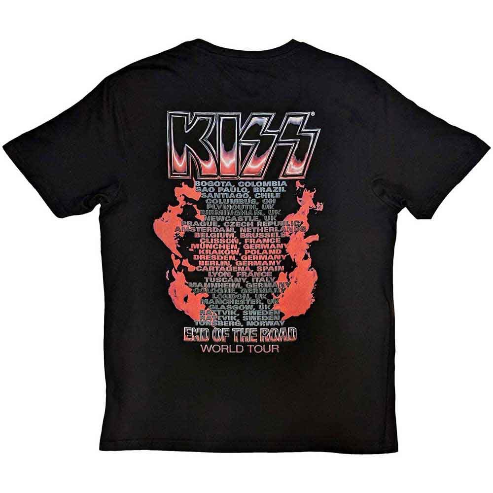 Rock Off Officially Licensed Products Men's Black Kiss T Shirt End Of The Road Tour Red Official S