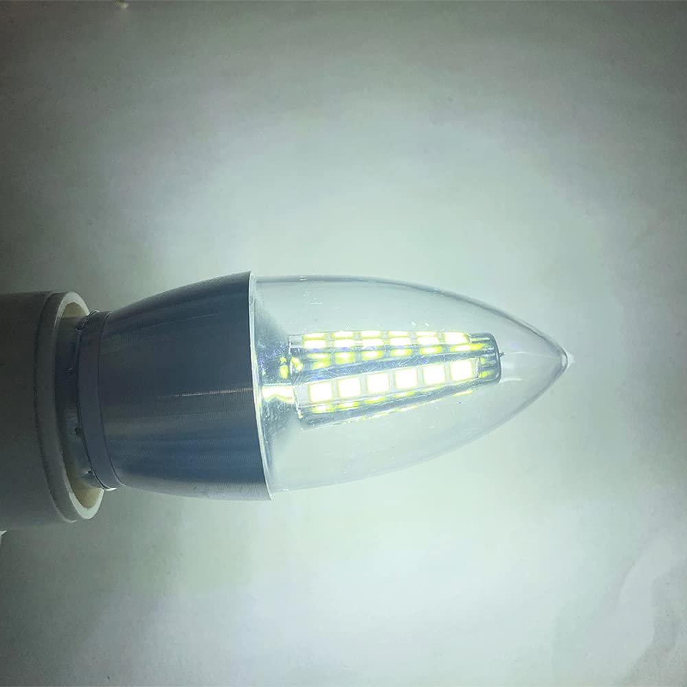 RYTM (Confezione da 10) Lampadine a LED, Lampadina a mais con base E14, Lampadine a candela a LED 5W 500LM 50 Watt equivalenti, 3000K 6000K Non dimmerabile CA 85 V ~ 265 V (Silver 6000K)