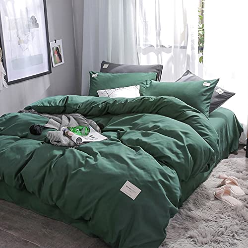 Housse de couette Queen Size lit double avec drap plat solide parure de lit P