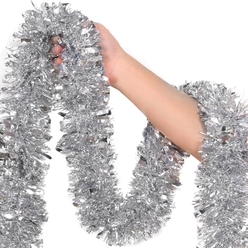 Guirlande Noël 50pi Argent, Décor Sapin Escalier Foyer Intérieur Extérieur