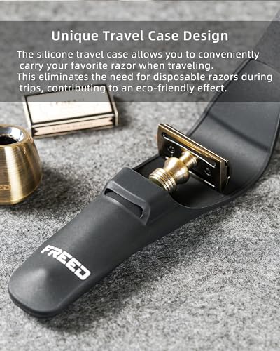 FREED-4-piece-Set-for-Men-Double-Edge-Safety-Razor-with-alloy-handle-include-10-count-Japanese-6cr13-Stainless-Steel-blade-Its-the-best-gift-for-men-fathersor-birthdays-Blue