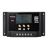Signstek Solar Panel Regler Laderegler 12V / 24V 240W/480W 30A PWM LCD Display mit Dual USB für Camper/Wohnwagen/Boot (Deutsche Bedienungsanleitung)