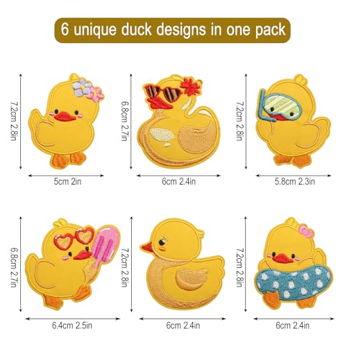 6PCS Duck Iron On Patches Set, Cute Funny Cool Colorful Embroidered Appliques for Clothing Repair, Hats, Jeans, Jackets, Bags, Backpacks (Cute Cartoon Design) - Image 2