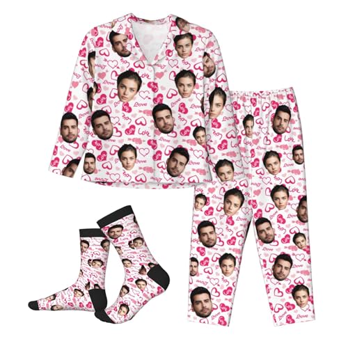Custom Pajamas Sets Personalized Pajamas For Men Women Custom PJ With Faces Custom Pjs Gifts...