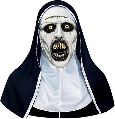 SIMENTY Nun Scary Mask,2026 Halloween Mask,Scary Full Head Nun Mask,Creepy