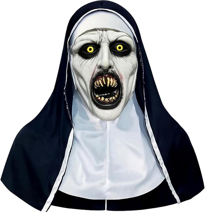 SIMENTY Nun Scary Mask 2026 Halloween Mask Scary Full Head Nun Mask Creepy Nun Costume for Cosplay