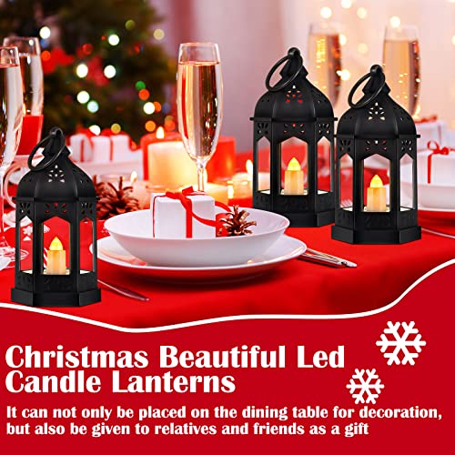 36 Pcs Ramadan Mini Lantern With Flickering Led Candle Eid Mubarak Vintage Black Lantern Decorative Flameless Candle Battery Powered Hanging Lantern For Mubarak Weddings Outdoor(Black, Solid) #TOP5