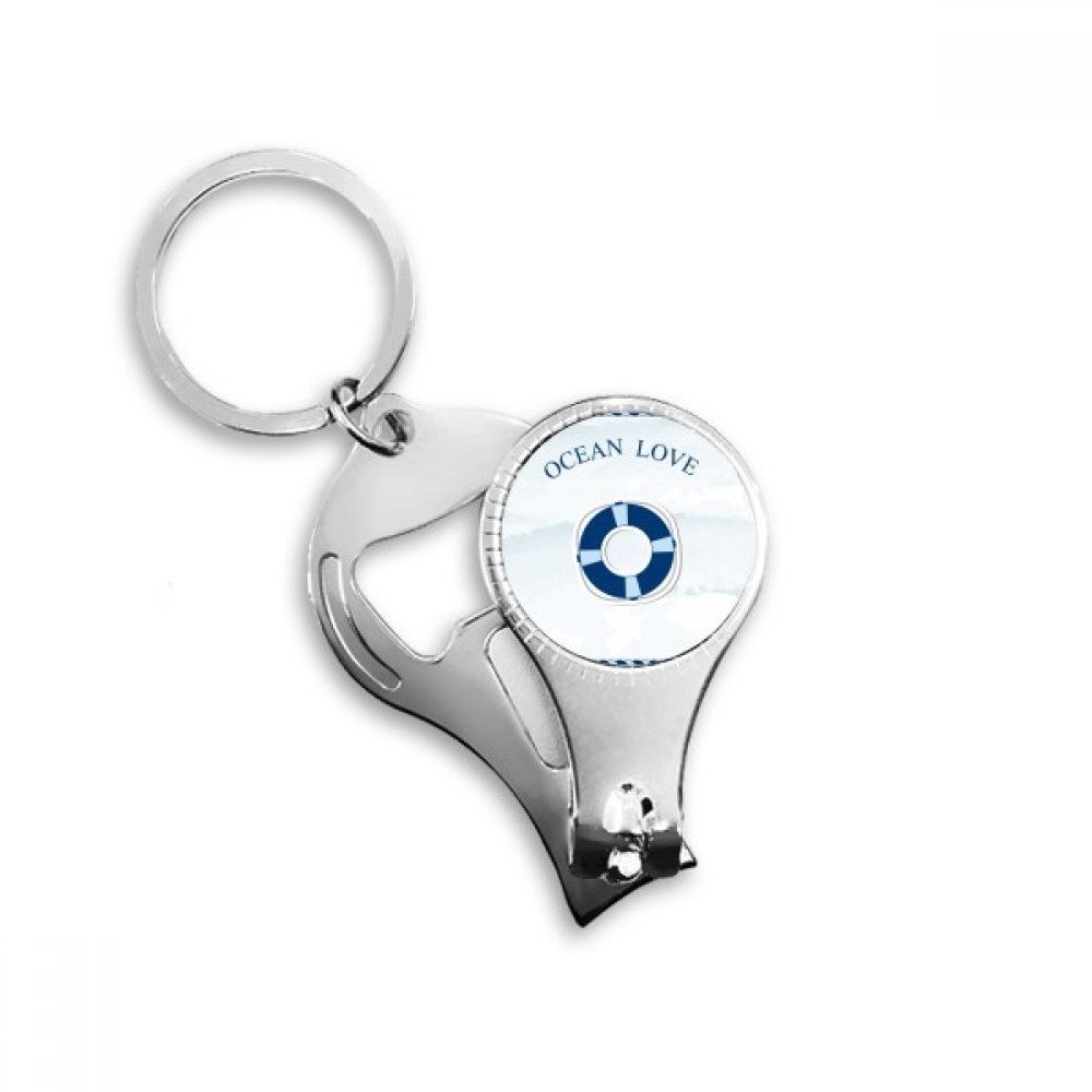 Porte-clés décapsuleur bouée de sauvetage Ocean Love bleu pour marins