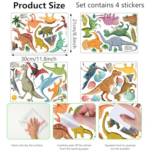 Stickers de Dinosaurios Brillan en la Oscuridad 48 Piezas miniatura 3