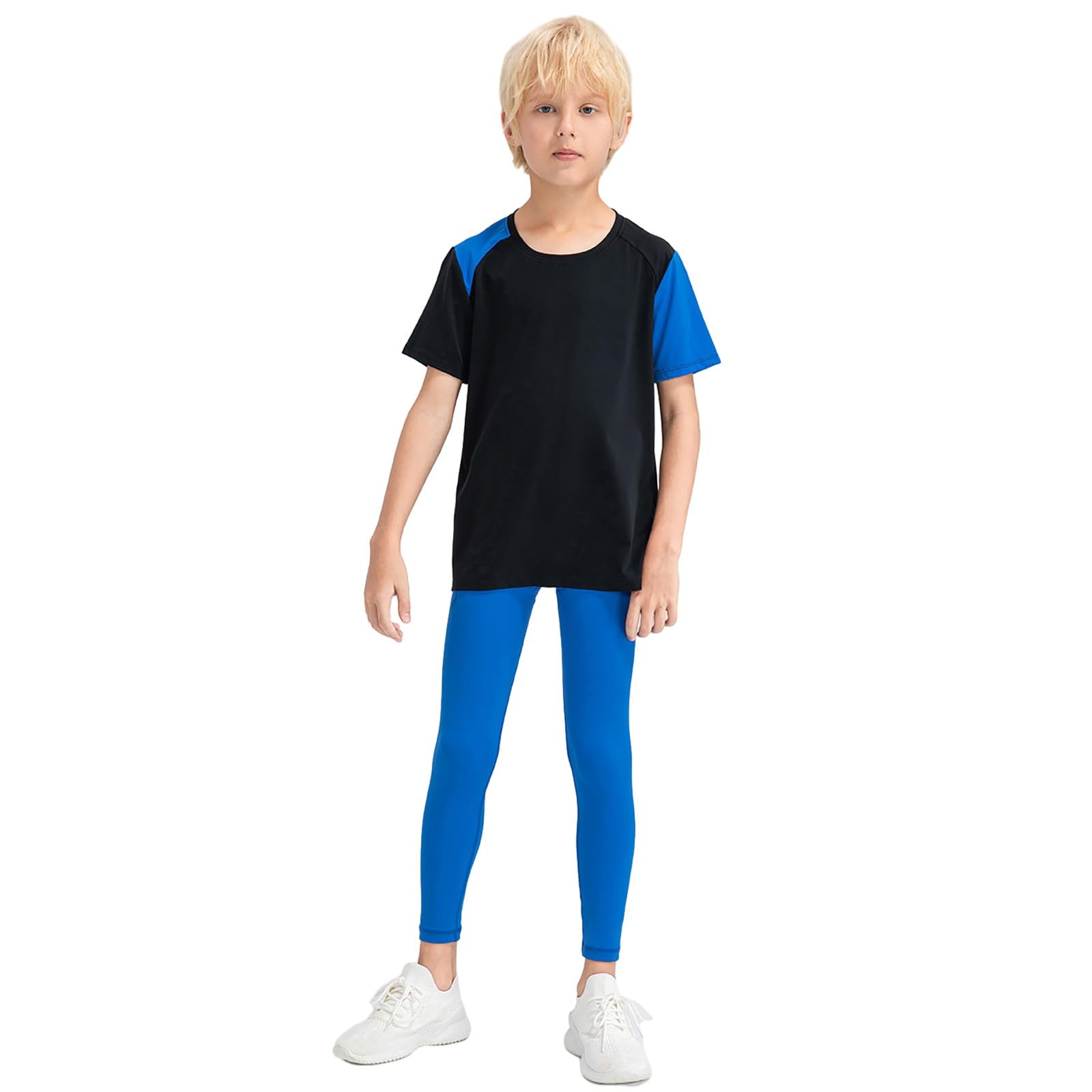 Naiyafly Leggings a compressione per ragazzi con tasche per bambini strato di base sport ad asciugatura rapida collant caldi leggings sportivi atletici leggings da corsa collant pantaloni