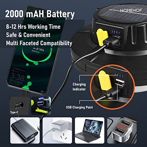 Homehop 60W Solar Led Rechargeable Emergency Light, Waterproof ,USB Portable Hanging Camping Lamp, for Home, Outdoor and Indoor with Rotary Switch (ABS Pack of 1)