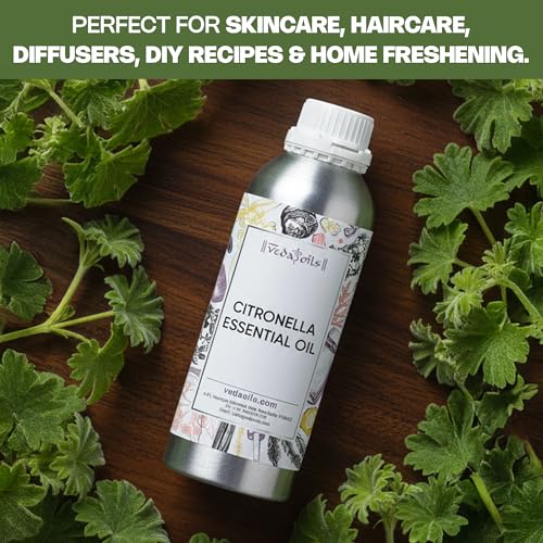 Image of VedaOils Citronella Essential Oil 100ml | Pure Citronella Oil for Diffusers, Home Fragrance & Outdoor Freshness | Aromatherapy & DIY Use