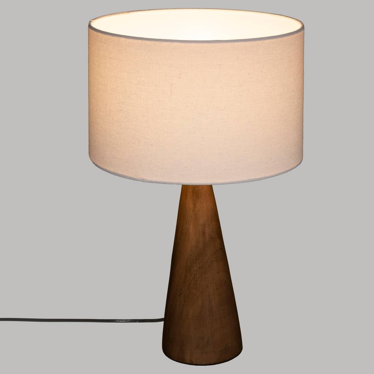 Lampada "Aina", legno e bianco H46 cm