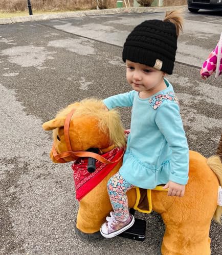 Image of Funky Junque BeanieTail Children's Ponytail Messy Bun Beanie Solid Ribbed Hat