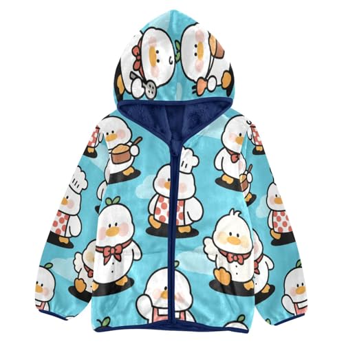 Cute Ducks Wearing Outfits Toddler Fleece Jacket Girl Boys Hooded Fleece Jacket Coat Warm Outwear Zip-up 3-10T