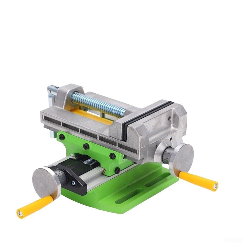 EasyByMall Étau à glissière croisée pour perceuse, fraiseuse, étau de précision en Alliage d'aluminium avec Mouvement à Double axe, mâchoires réglables de 7,6 cm, Vert/Gris