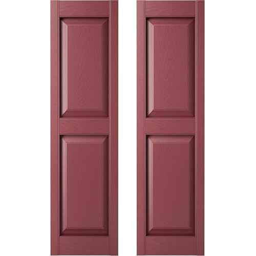 Builders Edge 12 in. W x 63 in. H Builders Edge, Standard Two Equal Panels, Raised Panel Shutters, Includes Matching Installation Spikes (Per Pair), 078 - Wineberry