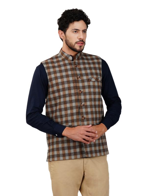 Image of VASTRAA FUSION Men's Traditional Woolen Nehru Jacket Modi Waistcoat