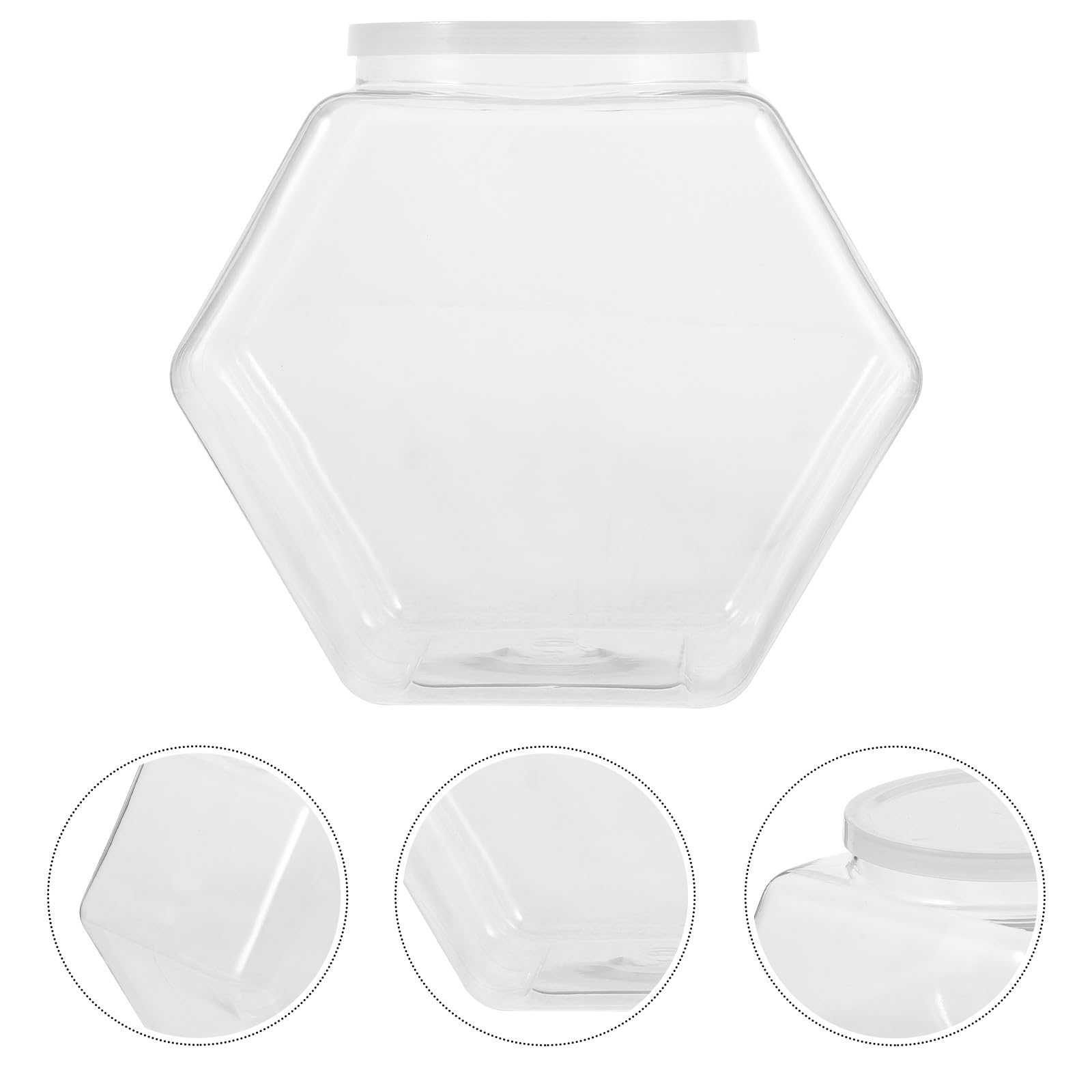 SUPVOX Set 2 Pezzi Barattoli Esagonali Coperchio per Alimenti, Contenitori Ermetici in Plastica Bianca da 3800ml, Resistenti e Multiuso per Conservazione Cibi