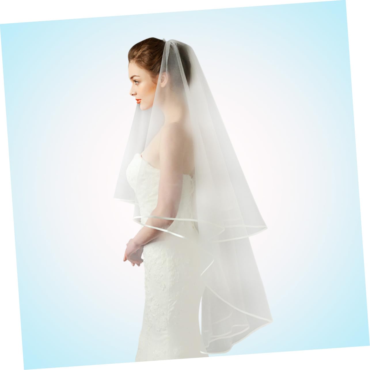 3stücke Eleganter Brautschleier Mit Feiner Umrandung Kurz Und Romantisch Für Hochzeiten Und Fotoshootings Beige Hochzeitsaccessoires Für Bräute