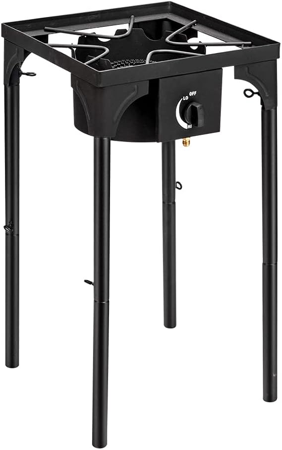 Outdoor Portable Propane Stove Gas Cooker, High Pressure Propane Gas Cooker Portable Cast Iron Cooking Stove Burner with Detachable Legs for Camping, Patio (Single Burner)