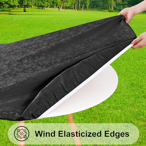 Image of Smiry Waterproof Heavy Duty Vinyl Fitted Tablecloth for 36 inch-44 inch Round Table