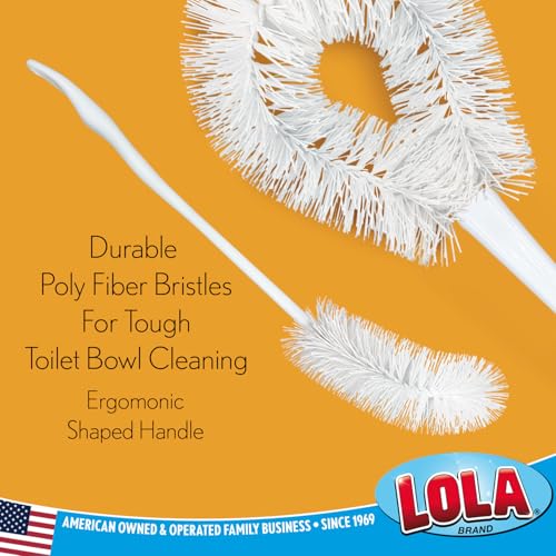 Image of LOLA Toilet Bowl Brush Curved Head, Coated Wire, Durable Poly Bristles 36Pk