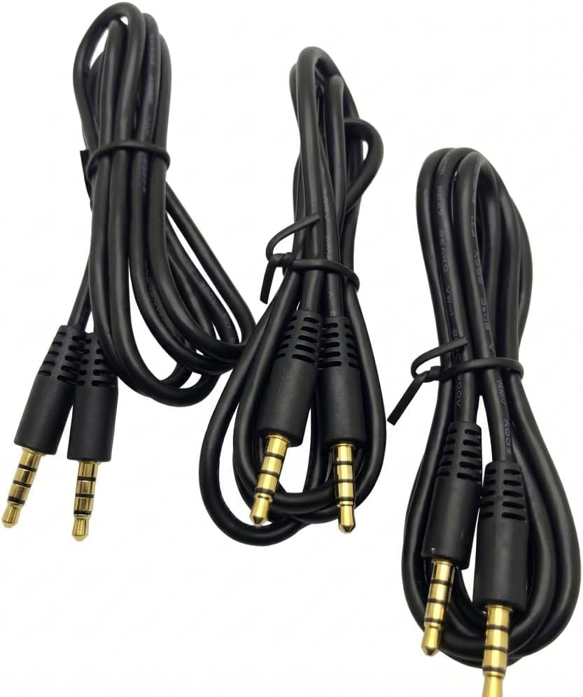 [2-Pack] 3.5mm Audio Cable, 4-Pole TRRS Aux Cord with CNC-Machined Copper Shell, Premium Non-Fading Gold-Plated Connectors (Black, 2ft (0.6m)) — 사진 1