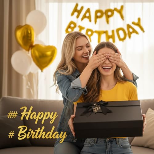 ZENFUN 5 Pack Black Nested Gift Boxes with Lid for Valentine's Presents, 5 Sizes Luxury Packaging Box with Ribbon Bows and Label Gift Wrap for Thanksgiving Birthday, Weddings, Mother's Day 13.7'' to 5.1'' by ZENFUN - Image 7